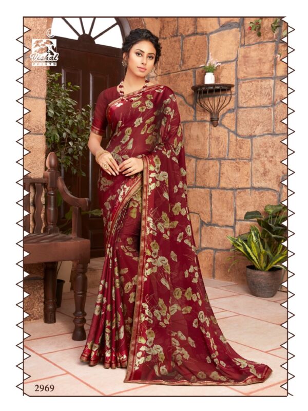 Vishal Prints Georgette Floral Print Printed Saree