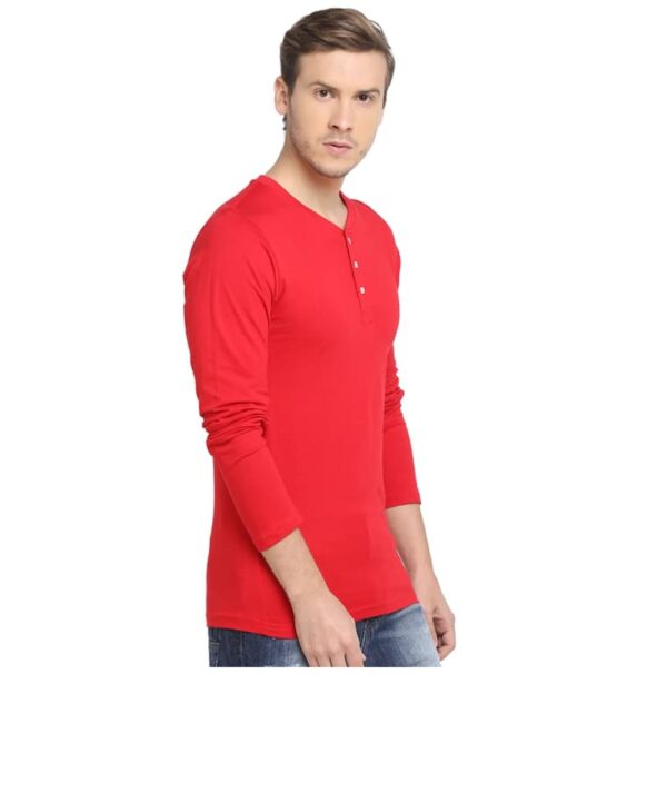 GOAT Cotton Henley Neck Solid / Plain T-Shirt for Men, GOATHENLYRED-3XL(FS)