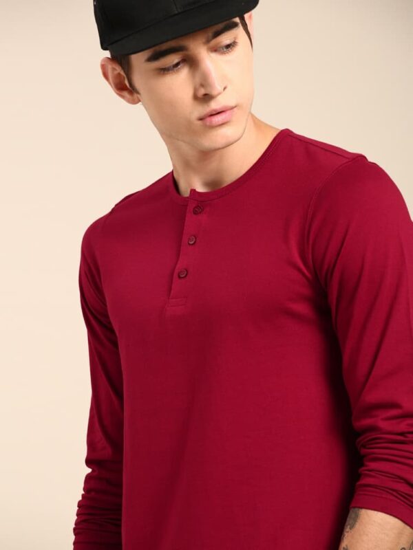 GOAT Cotton Henley Neck Solid / Plain T-Shirt for Men